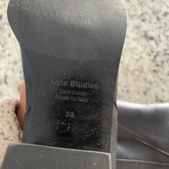 Acne Studios Jensen Chelsea Boots Women 38 Black Pointed Toe Leather Metal Tip - Picture 7 of 10